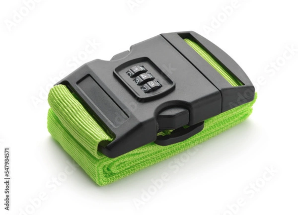 Fototapeta Folded adjustable luggage strap with combination lock