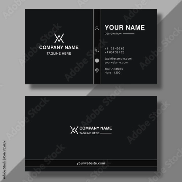 Fototapeta Modern black and gray business card design professional