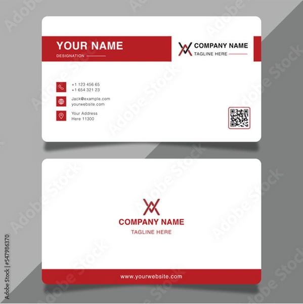 Fototapeta Modern red business card design template professional