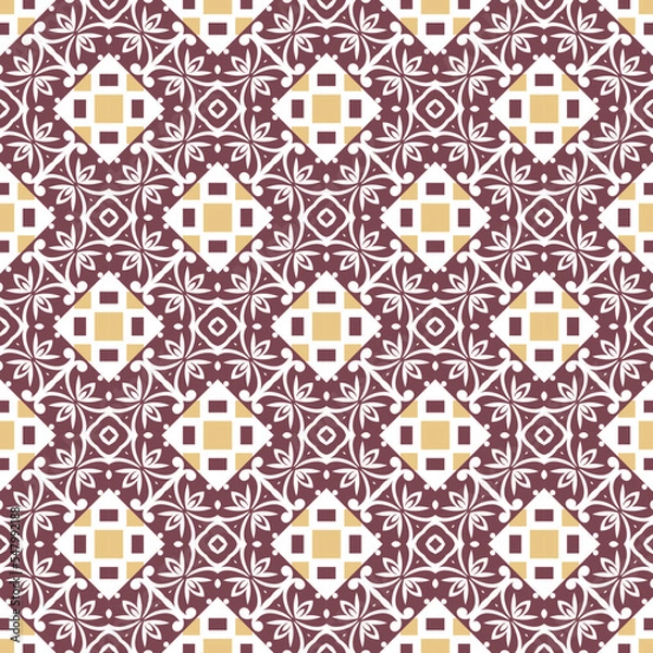Fototapeta Abstract geometric pattern. A seamless background, vintage texture.	