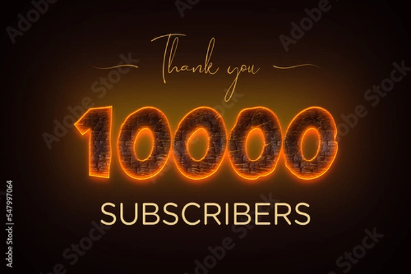 Obraz 10000 subscribers celebration greeting banner with  Coal Design