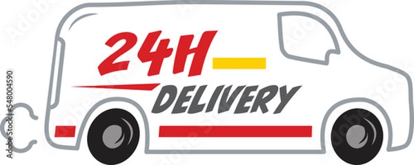 Obraz White van - vehicle with 24 Delivery message
