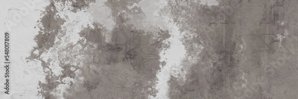 Fototapeta Abstract monochrome light brown grey tones banner with grey wavy line scratches on sepia background with old parchment vintage grunge peeled texture wallpaper or scrapbook paper	