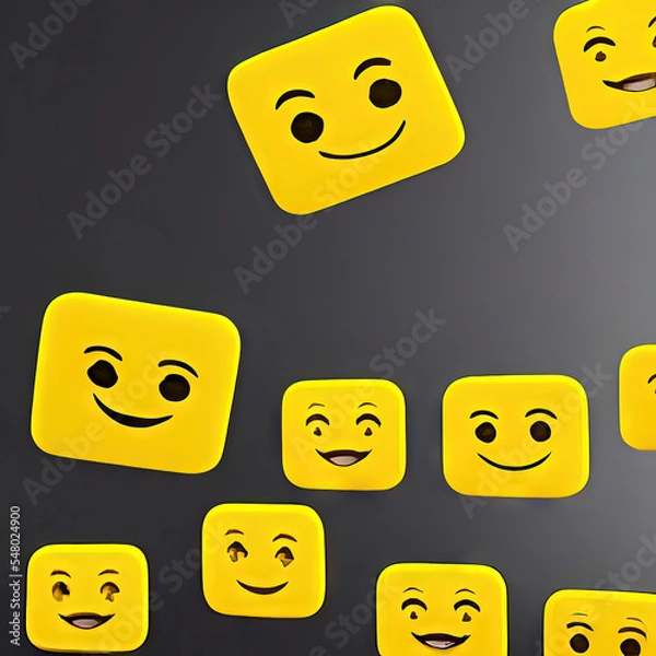 Fototapeta smiley funny face of emoji in square or round shape