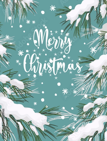 Obraz Winter forest . Christmas tree. Winter branch. Vector