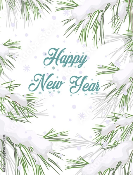 Obraz Winter forest . Christmas tree. Winter branch. Vector