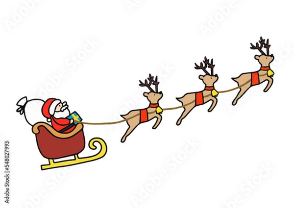 Obraz そりに乗って飛んでいるサンタクロース