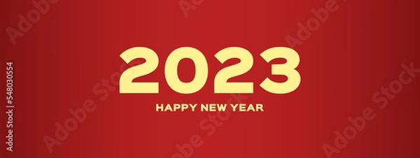 Fototapeta Happy new 2023 year Elegant gold text with light. Minimal text template.