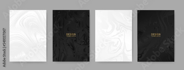 Fototapeta Modern vector cover design set. Prestigious background with abstract silver and black line pattern. Luxury elegant template for design menu, invitation, brochure, flyer layout, presentation.