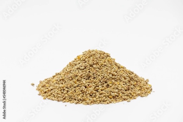 Fototapeta Fraction of feed additives for animals on a white background in the form of a pyramid