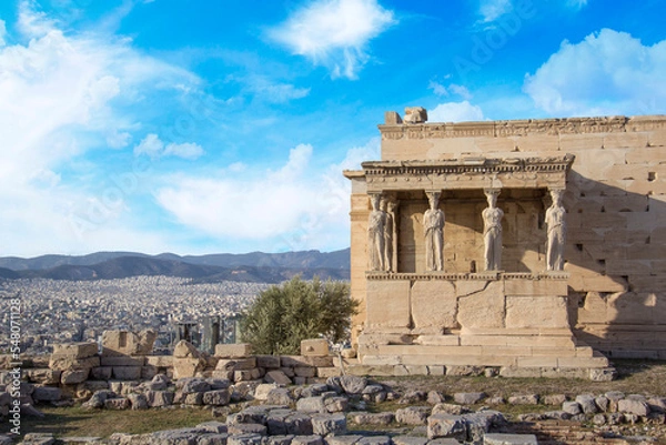 Fototapeta Beautiful view of the Acropolis and Erechtheion in Athens, Greece