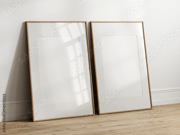 Fototapeta Gallery wall mockup, frames on the wall, minimalist frame mockup, Poster Mockup, Photo frame mockup, 3d render