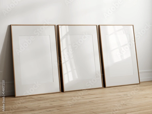 Fototapeta Gallery wall mockup, frames on the wall, minimalist frame mockup, Poster Mockup, Photo frame mockup, 3d render