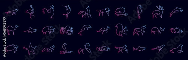 Obraz Animals one line nolan icon collections vector design