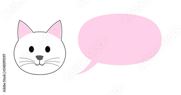 Obraz A white cat  with a speech balloon