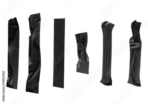 Obraz set of electrical adhesive black tape png isolated on transparent background