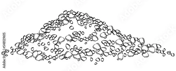 Fototapeta Black outline of heap of stones isolated on white background. Design element.