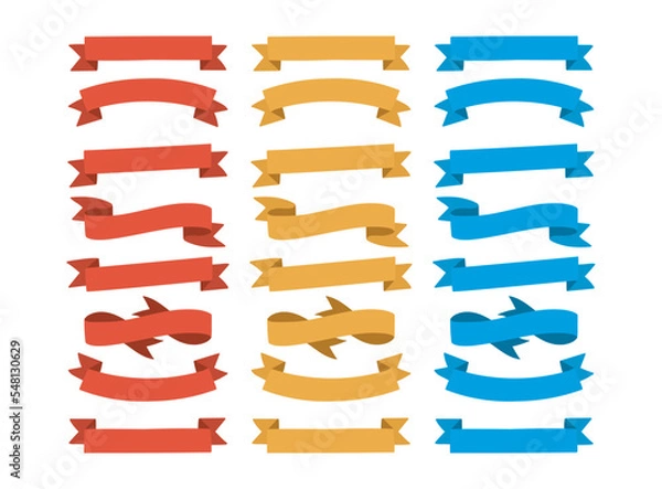 Fototapeta 赤・黄・青のリボンセット