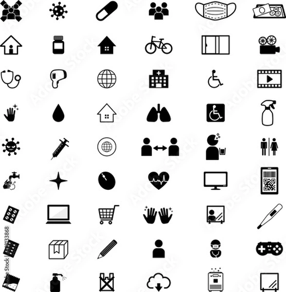 Obraz 医療・新しい生活様式のイラストアイコンセット