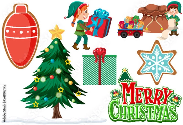 Fototapeta Christmas ornaments and elements set