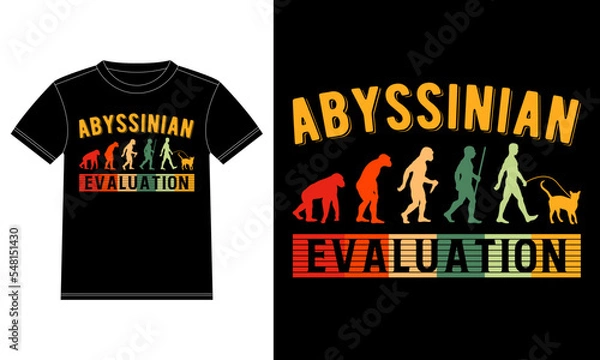 Fototapeta Abyssinian Cat Evaluation T-shirt Design template, Abyssinian Cat on Board, Car Window Sticker Vector for cat lovers, Black on white apparel design
