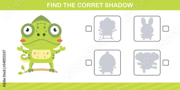 Obraz finding the correct shadow of cute animal education page game for kindergarten and preschool