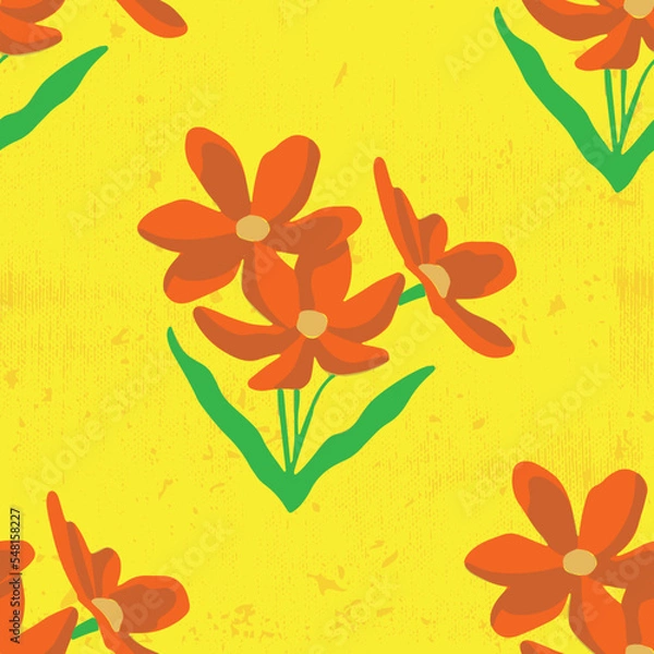 Fototapeta Vector bold flower seamless pattern digital textile print. Vector illustration