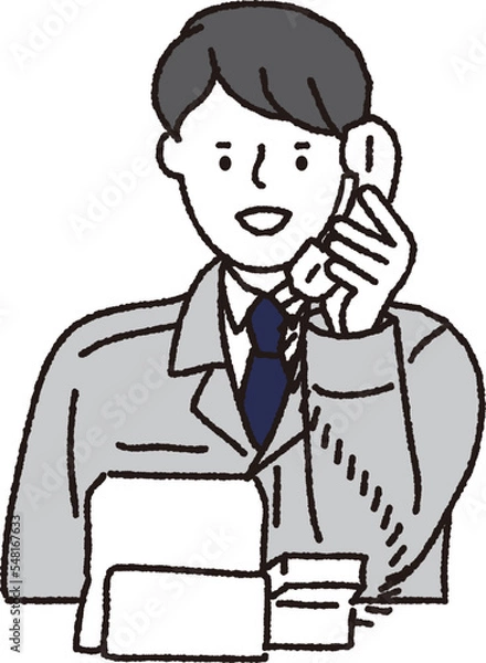 Fototapeta 作業着姿の男性_電話