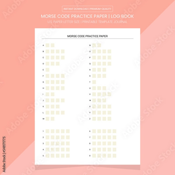 Obraz Morse Code Practice Paper | Notebook Printable Template | Morse Code Practice Diary Journal