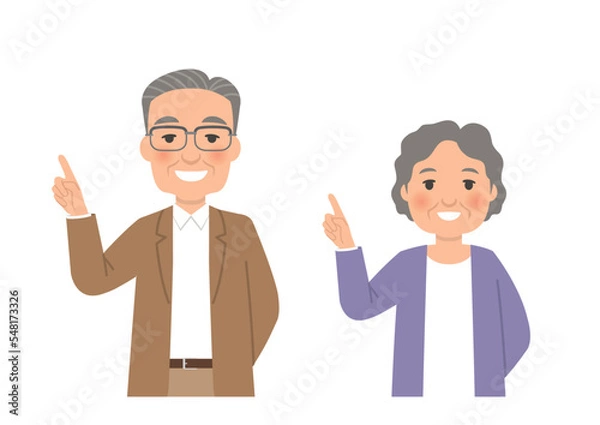 Fototapeta シニア 指差し ポーズ 大