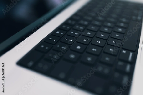 Fototapeta closeup of a notebook, keyboard