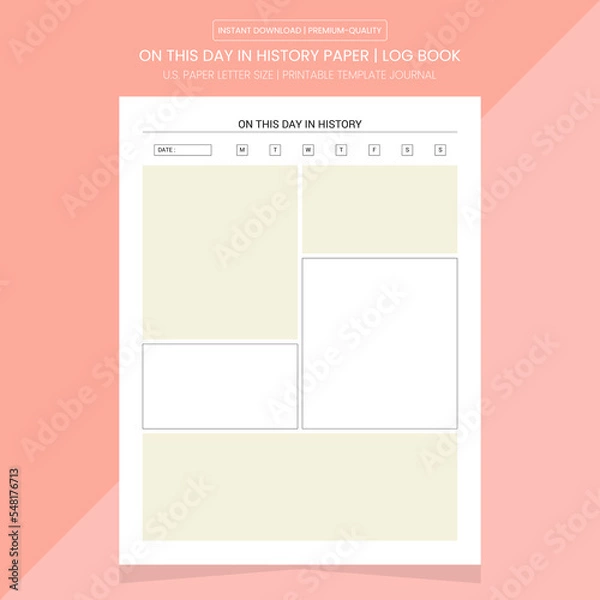 Obraz On This Day In History Notebook Printable Template 