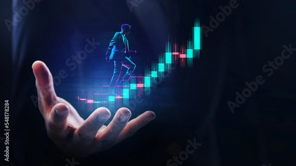 Fototapeta Online stock exchange concept. Businessman trading online stock market