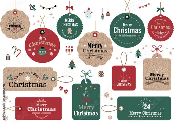 Obraz クリスマスイラスト　アイコン　カード セット