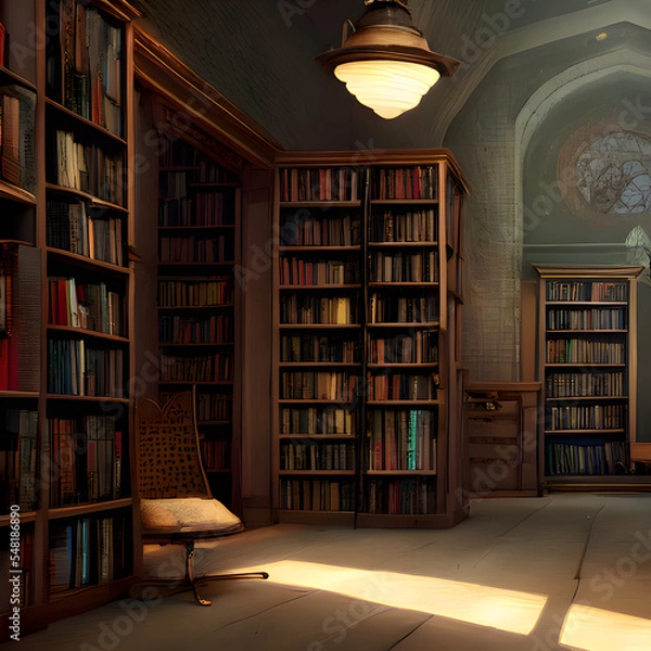 Fototapeta たくさんの本が並んだ棚の光景