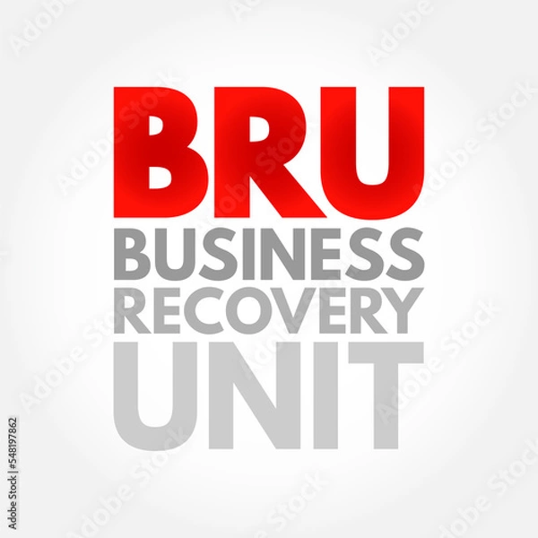 Fototapeta BRU - Business Recovery Unit acronym, business concept background