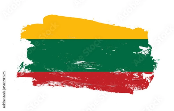 Fototapeta Stroke brush painted distressed flag of lithuania on white background