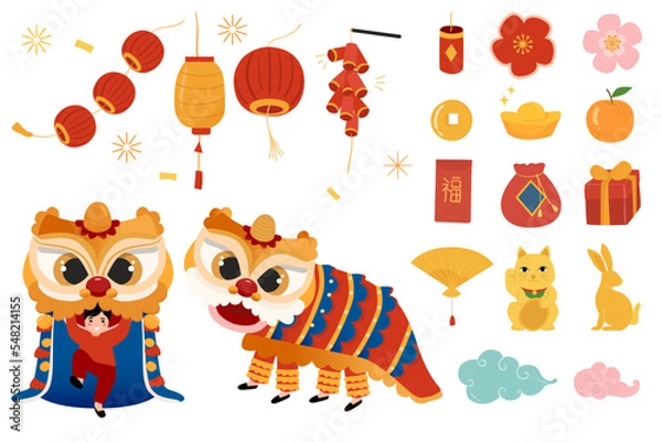 Obraz Chinese new year element collection cute vector illustration