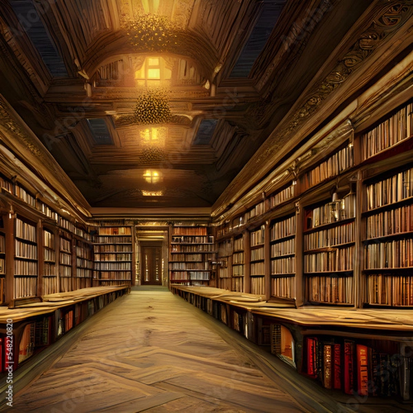 Fototapeta 壮大な架空の図書館