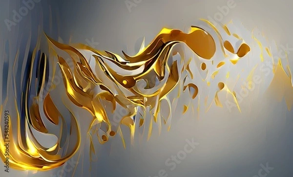 Fototapeta Abstract Luxuly Gold and Silver Fluid Design Art Background, Texture and Illustration	