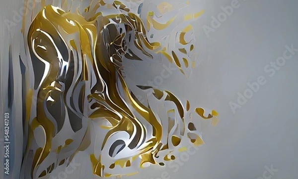 Fototapeta Abstract Luxuly Gold and Silver Fluid Design Art Background, Texture and Illustration	
