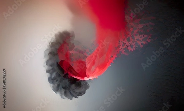 Fototapeta Abstract Red and Black Whirl Cube Design Art Background, Texture and Illustration