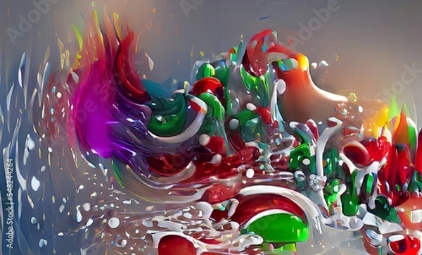Fototapeta Abstract Christmas Colorful Fluid Design Art Background, Texture and Illustration	