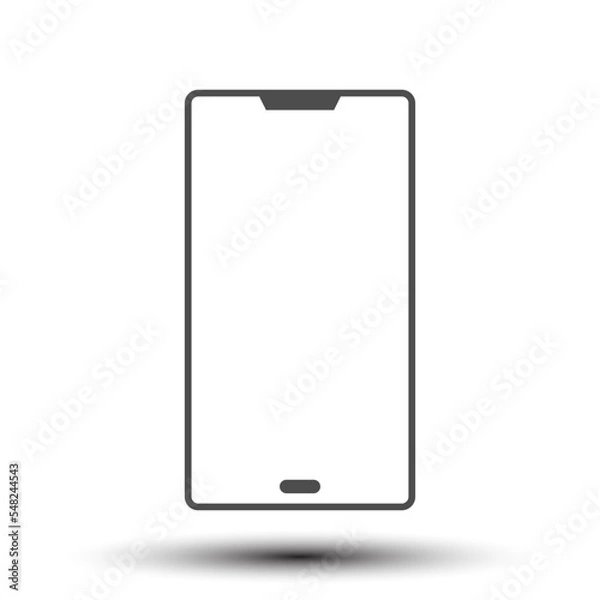 Fototapeta Vector solid icon of smartphone white empty screen small shadow