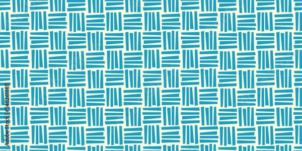 Obraz The ornament is in the form of prints of squares consisting of horizontal and vertical blue lines. Vector image.