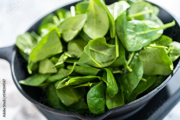 Fototapeta Spinach and ham frittata