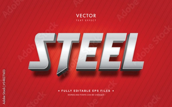 Fototapeta Vector Editable Text Effect in Steel 3D Style