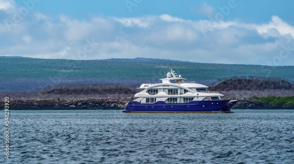Obraz A yacht moored in the waters of Galapagos Islands
