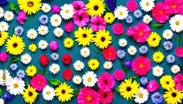 Obraz カラフルな花の背景　テクスチャ　素材