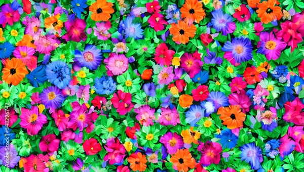 Obraz カラフルな花の背景　テクスチャ　素材